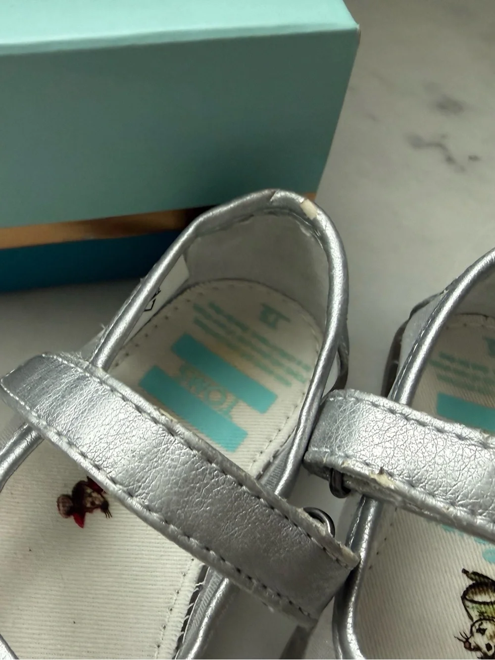 Disney x TOMS Mary Jane Silver Cinderella Glitter Mesh Shoes